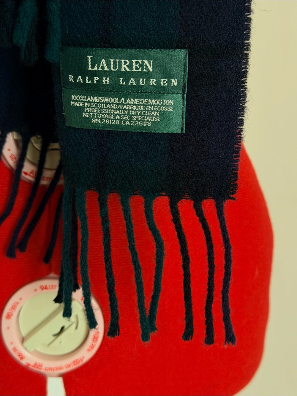RARE Vintage Lauren Ralph Lauren Tartan Plaid Lambswool Scarf LRL Muffler Doen - Picture 5 of 5